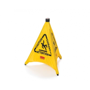 Rubbermaid Wet Floor Collapsible Pop up Sign Yellow Carton of 12