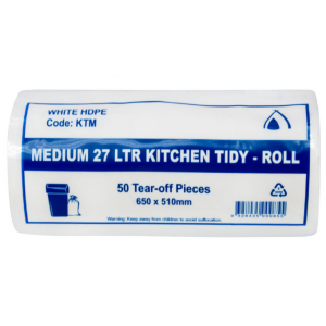 Bin Liners on Rolls White 27L Carton of 1000