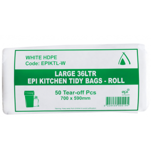 Bin Liners on Rolls White 36L Carton of 1000