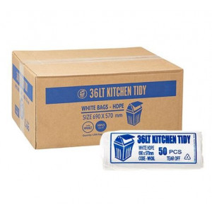 Bin Liners on Rolls White 36L Carton of 1000