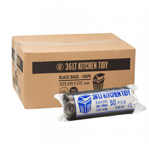 Bin Liners on Rolls Black 36L Carton of 1000