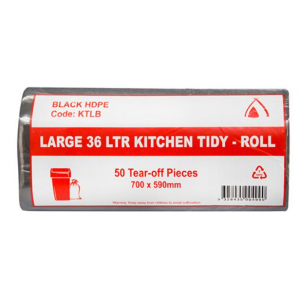 Bin Liners on Rolls Black 36L Carton of 1000