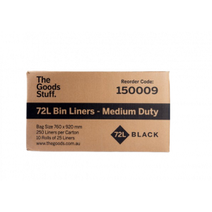 Bin Liners Medium Duty on Rolls Black 72L Carton of 250
