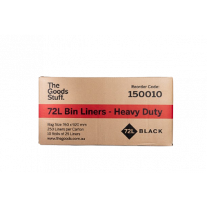 Bin Liners Heavy Duty on Rolls Black 72L Carton of 250