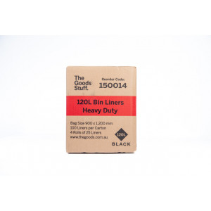 Bin Liners Heavy Duty on Rolls Black 120L Carton of 100