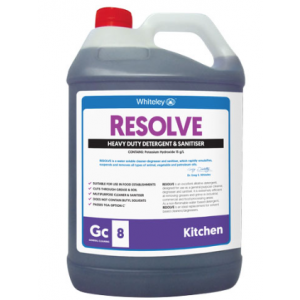 Whiteley Resolve Detergent and Sanitiser for All Kitchen Cleaning 5L