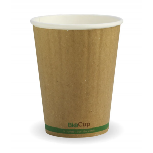 BioPak Compostable Kraft Double Wall Cup 12oz (390ml) 90mm Diameter Carton of 1000