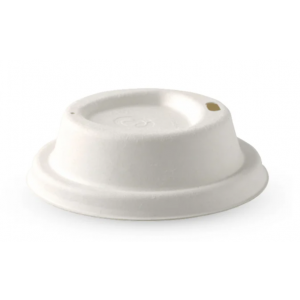 BioPak Compostable Small White Plant Fibre Lid 80mm Diameter Carton of 1000