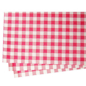 Checkered Gingham Grease Proof Paper Red & White 320x200mm Pack of 500
