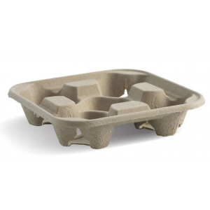 BioPak BioCup 4-Cup Drink Tray Carton of 300