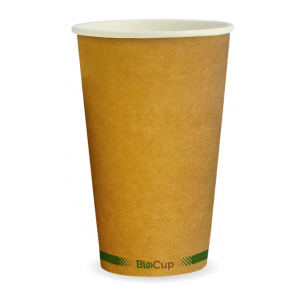 BioPak Kraft Green Stripe Single Wall BioCup 510ml/16oz (90mm) Carton of 1000