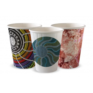 BioPak Indigenous Art Series Double Wall BioCup 255ml/8oz (80mm) Carton of 1000