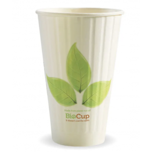 BioPak Leaf Double Wall BioCup 460ml / 16oz (90mm) Carton of 600