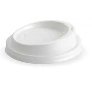 BioPak Large White PS BioCup Lid 90mm White Carton Of 1000