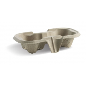 BioPak 2-Cup Pulp BioCup Tray Natural Carton Of 500