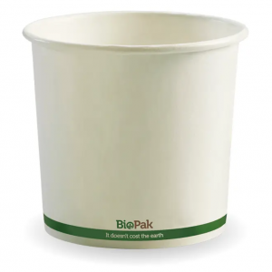 BioPak BioBowl 740ml / 24oz White Carton Of 500