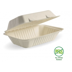BioPak Clamshell 23x15x8cm / 9x6x3" Natural Plant Fibre Carton Of 250