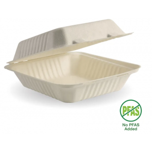 BioPak Clamshell 20x22x9cm / 7.8x8x3" Natural Plant Fibre Carton Of 200