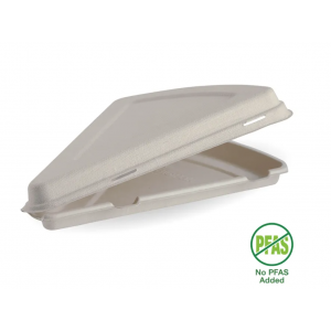 BioPak Pizza Slice Clamshell 28x16x4cm / 9" Natural Plant Fibre Carton Of 250