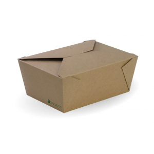 BioPak BioBoard Lunch Box Extra Large Kraft Carton Of 200