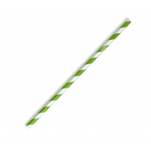BioPak Regular BioStraw 6mm Green Stripe Carton of 2500