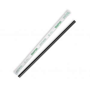 BioPak Individually Wrapped Regular BioStraw 6mm Black Carton of 2500
