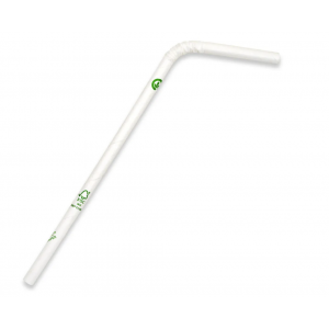 BioPak Regular Bendy BioStraw 6mm White Carton of 2500