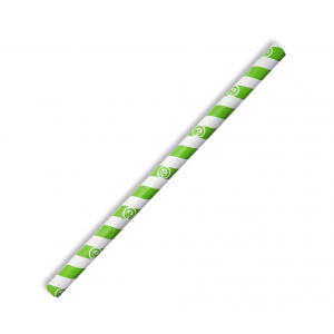 BioPak Jumbo BioStraw 10mm Green Stripe Carton of 2500