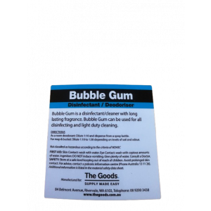 Label For TGS Bubblegum Disinfectant Cleaner Deodoriser