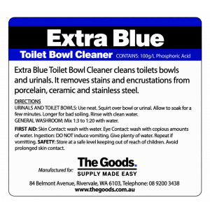 Label For TGS Extra Blue Toilet Bowl Cleaner