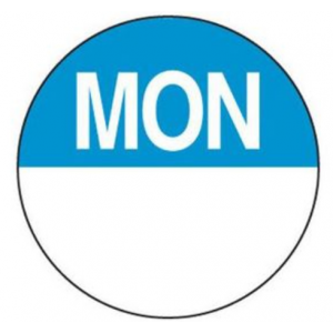 Daydot Dissolvable 24mm Circle Monday Label Roll of 1000