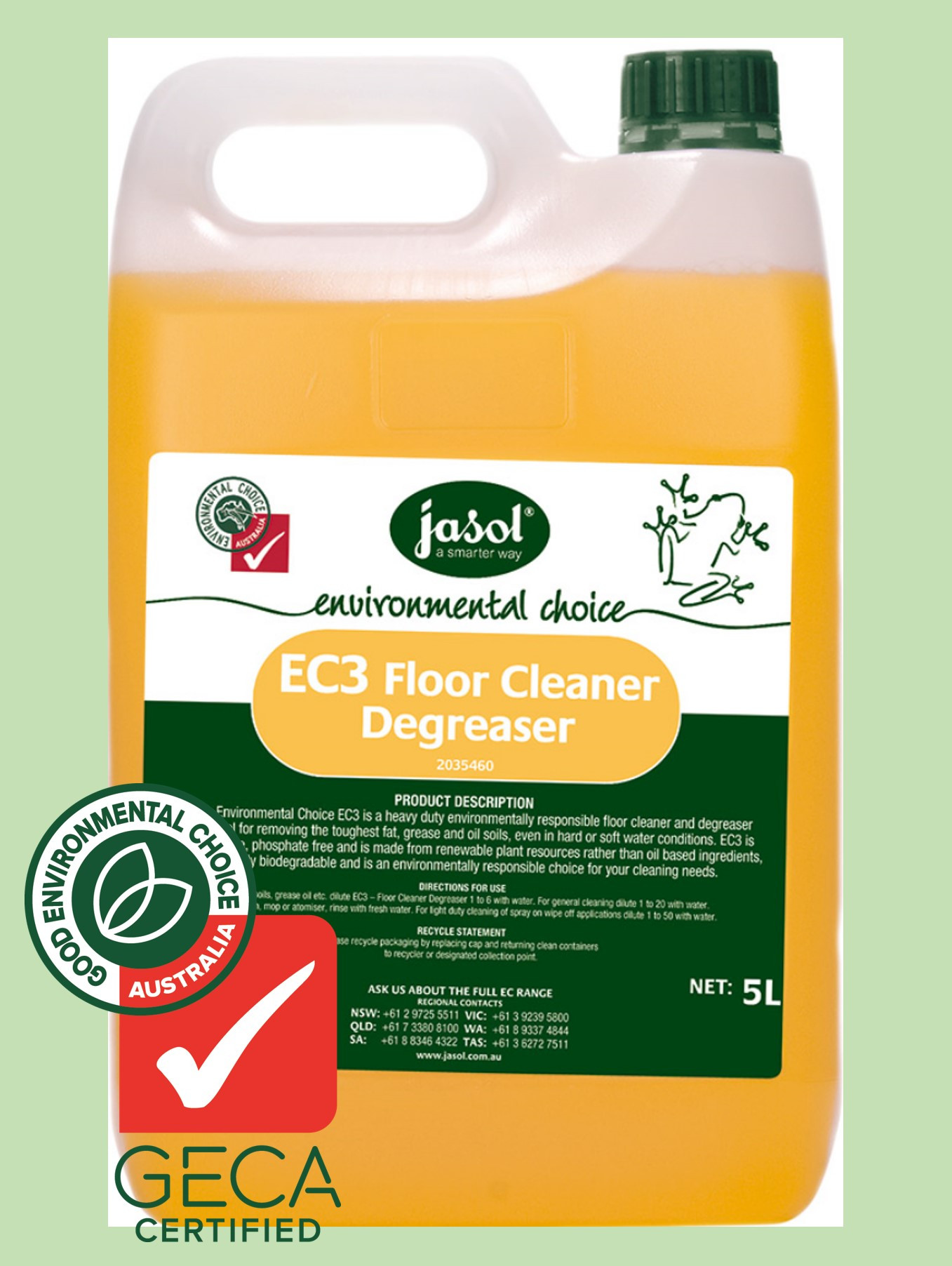 Jasol EC3 Floor Cleaner and Degreaser 5L Sustainable Products