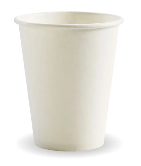 BioPak Compostable White Single Wall Cup 8oz (280ml) 80mm Diameter ...
