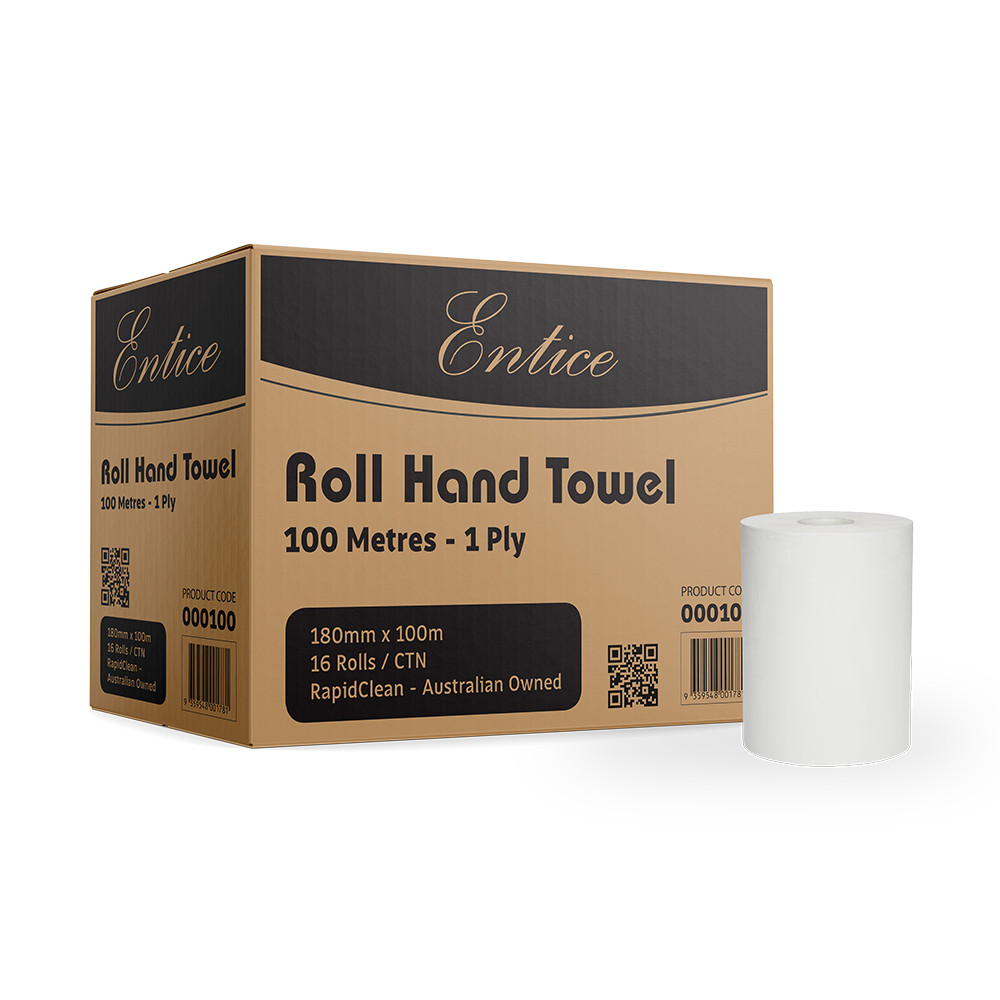 Entice Roll Towel 100m Carton of 16 Roll Towel Hand Towels