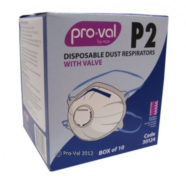 ProVal P2 Disposable Respirator Face Mask with Valve box of 10 Safety