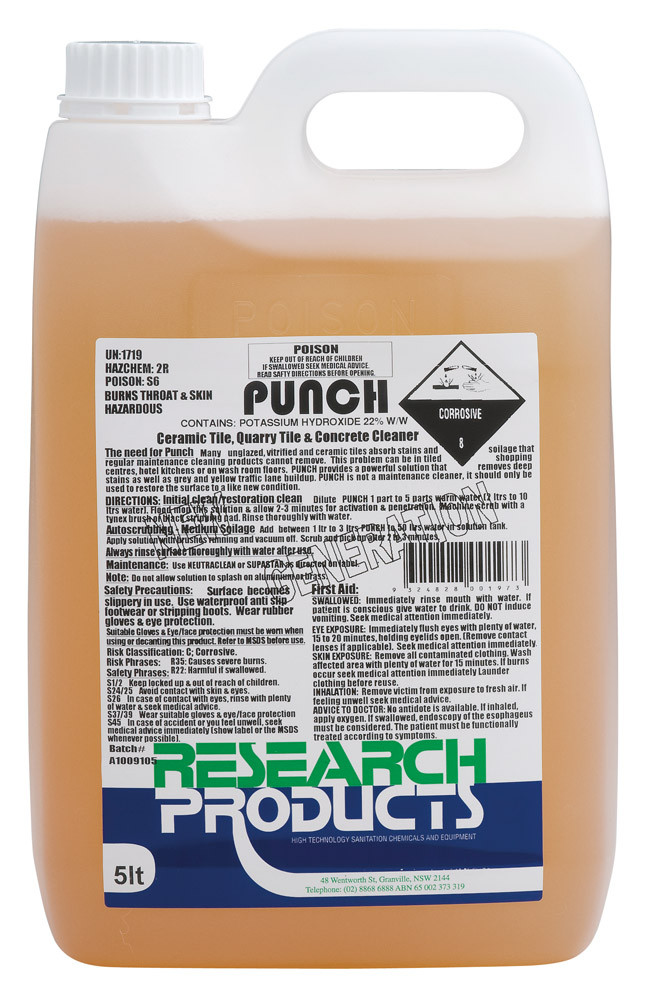 Research Punch Heavy Duty Floor Cleaner and Degreaser 5L Hard Floor