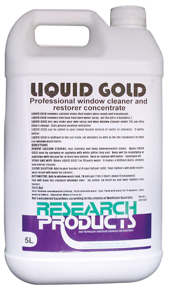Research Liquid Gold Window Cleaning Concentrate 5L Ctn of 3 Window