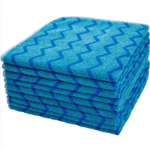 Rubbermaid Hygen Zig-Zag Pattern Microfibre Cloth 40x40cm Blue Pack of 12