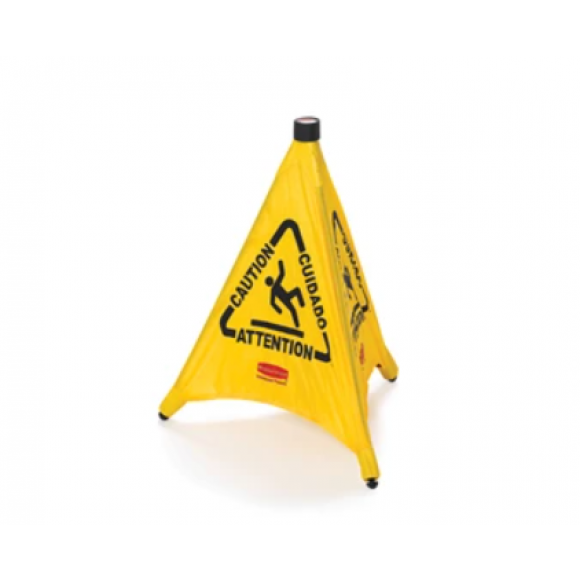 Rubbermaid Wet Floor Collapsible Pop up Sign Yellow Carton of 12