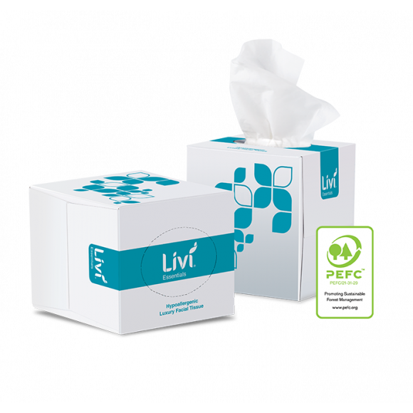 Livi Essentials Facial Tissue Cube 2Ply 90 Sheet Carton of 24