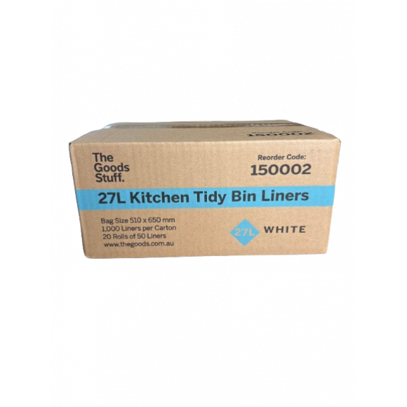 Bin Liners on Rolls White 27L Carton of 1000