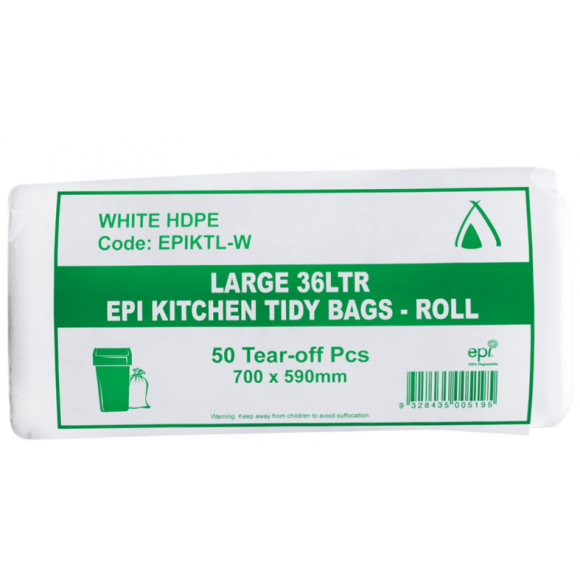 Bin Liners on Rolls White 36L Carton of 1000