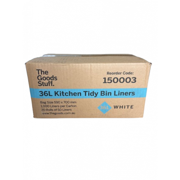 Bin Liners on Rolls White 36L Carton of 1000