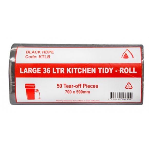 Bin Liners on Rolls Black 36L Carton of 1000