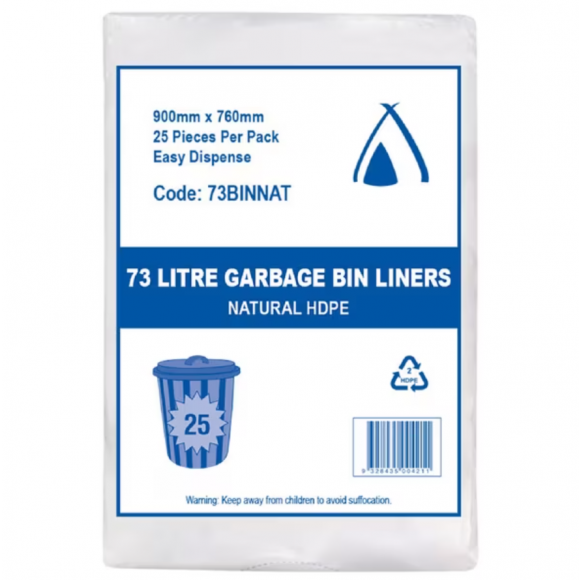 Bin Liners Medium Duty Clear 72L Carton of 250