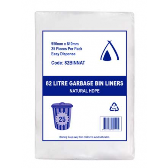 Bin Liners Medium Duty Clear (Frosted) 82L Carton of 250