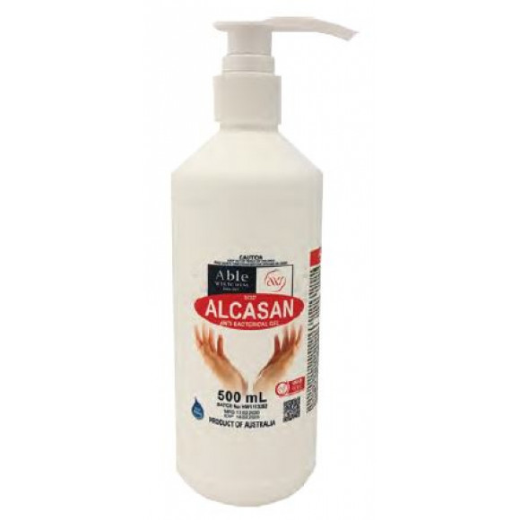 CTN OF 15 x 500ML 80% Alcasan Alcohol Anti-Bac Hand Sanitiser Gel Pump Pack