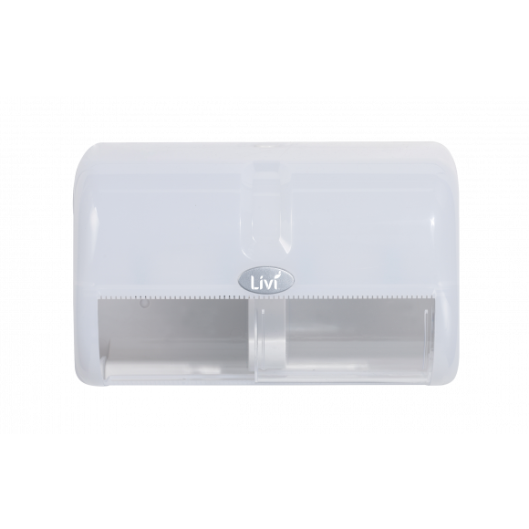 Livi Horizontal Twin Toilet Paper Dispenser White Pearl