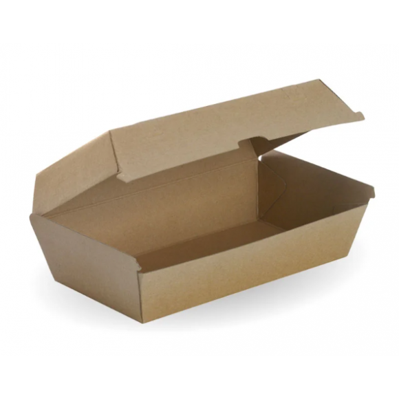BioPak Compostable Large Snack Box 20.4 x 10.7 x 8cm Carton of 200