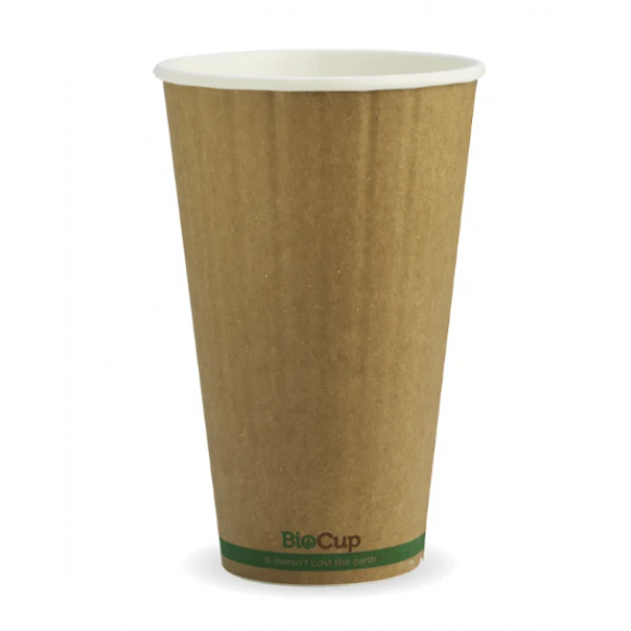 BioPak Compostable Kraft Double Wall Cup 16oz (460ml) 90mm Diameter Carton of 600